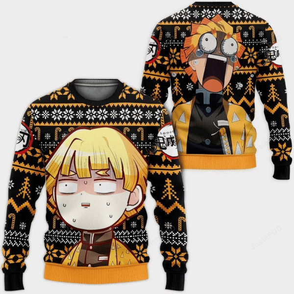 Agatsuma Zenitsu Ugly Christmas Sweater - Festive Holiday Fun - Image 8