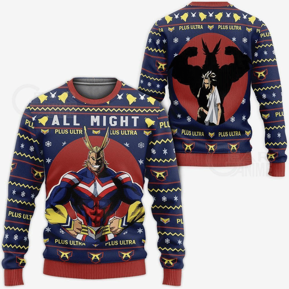 All Might Anime Ugly Christmas Sweater - Festive & Fun Design - Image 2