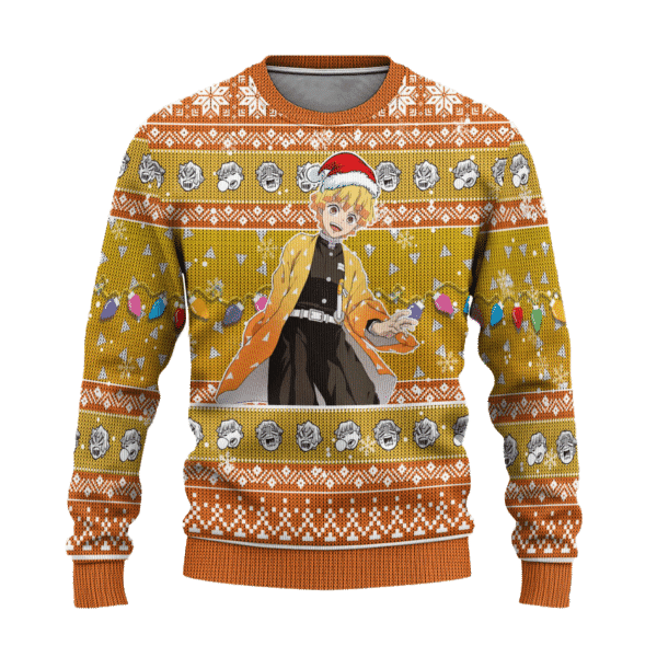 Anime Agatsuma Zenitsu Ugly Sweater - Festive Holiday Cheer Design - Image 7