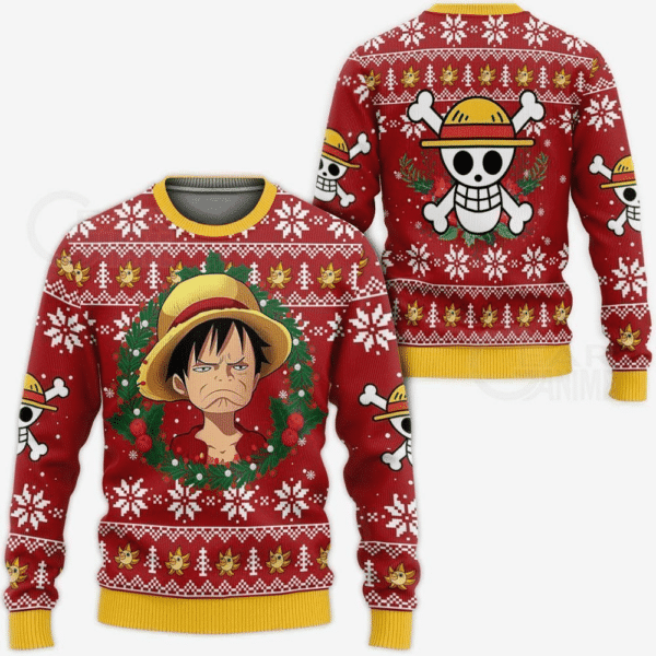 Anime Monkey D. Luffy Ugly Christmas Sweater | Festive Holiday Gift