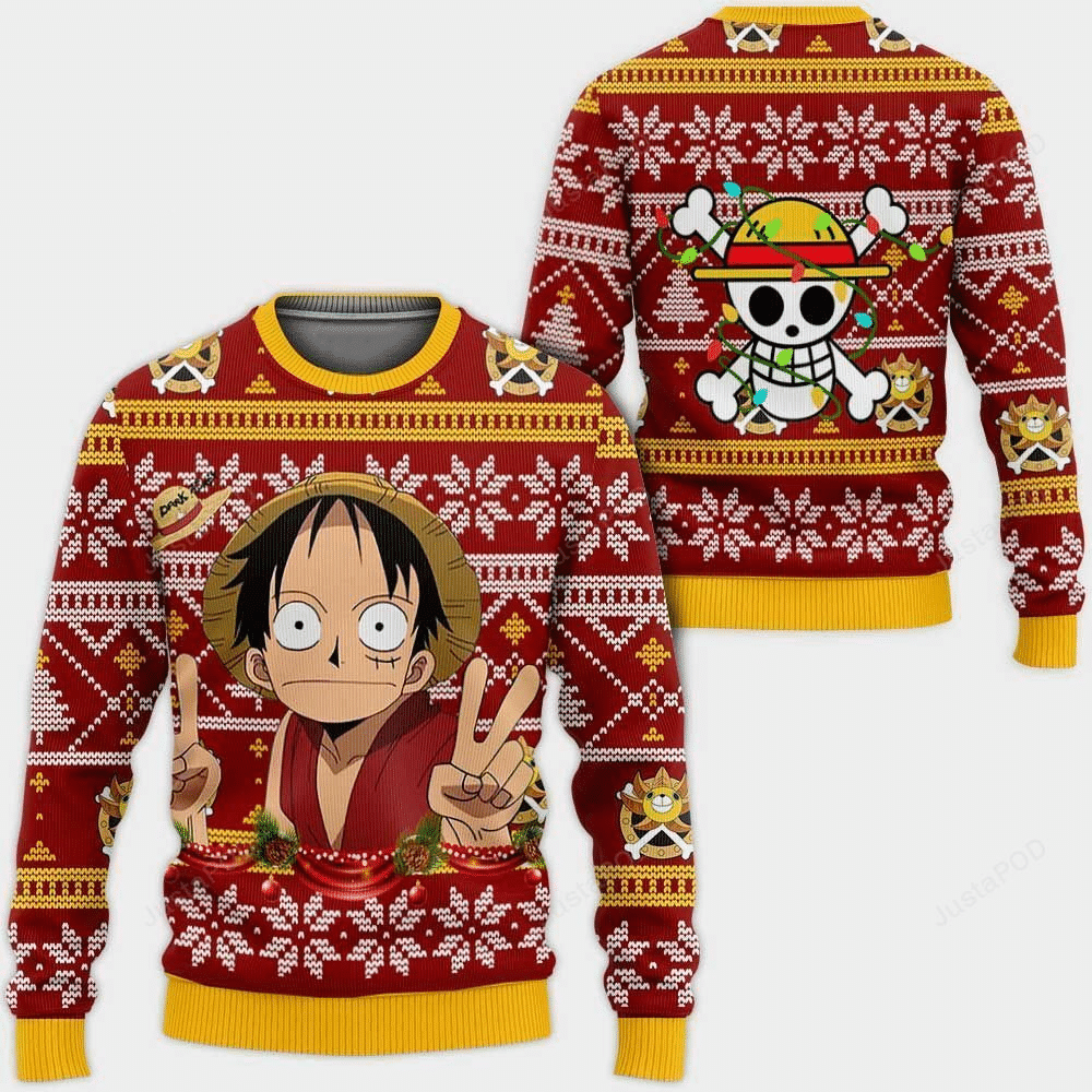 Anime Monkey D. Luffy Ugly Sweater - Festive & Comfortable Design - Image 5