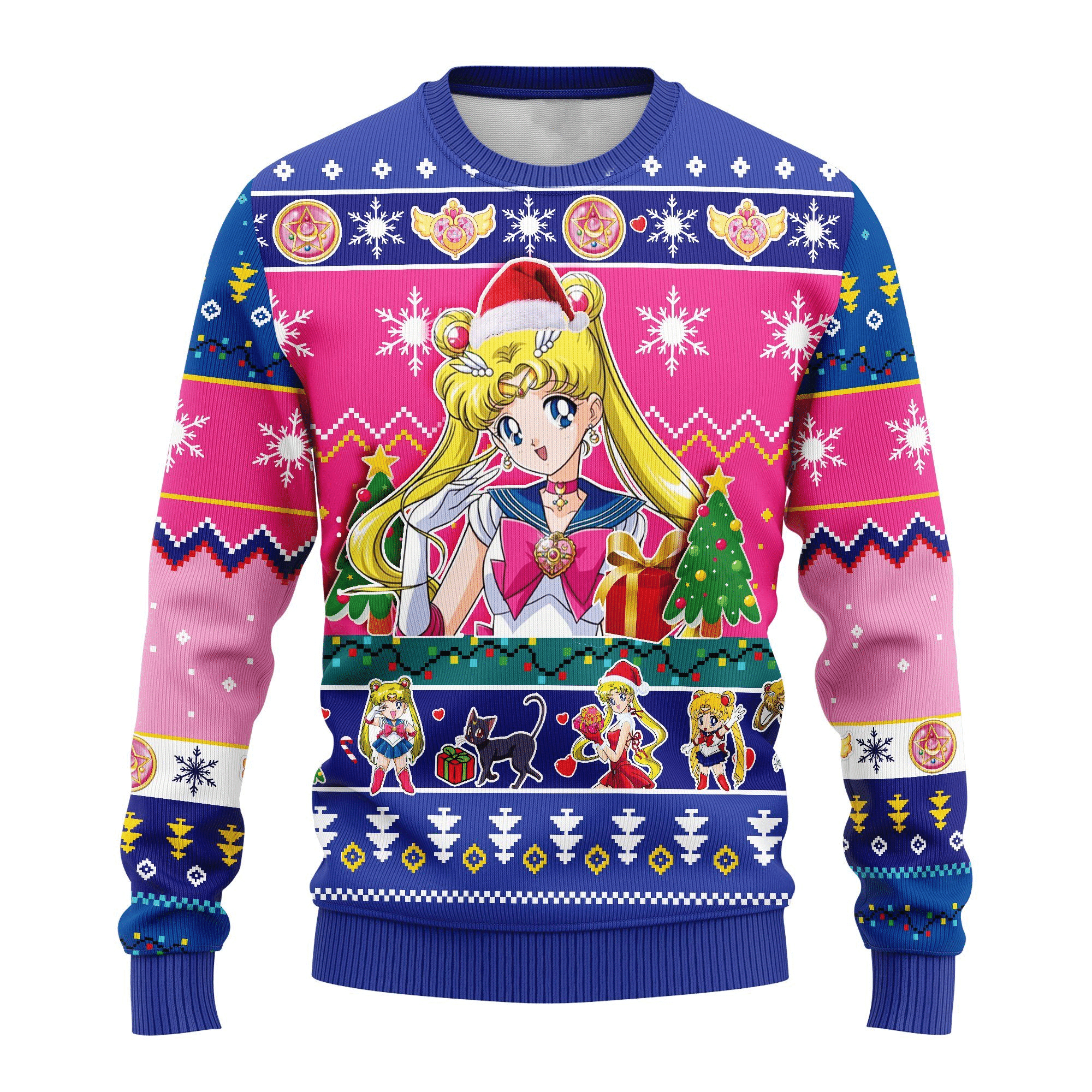 Anime Print Ugly Christmas Sweater in Sailor Moon Style - Image 4