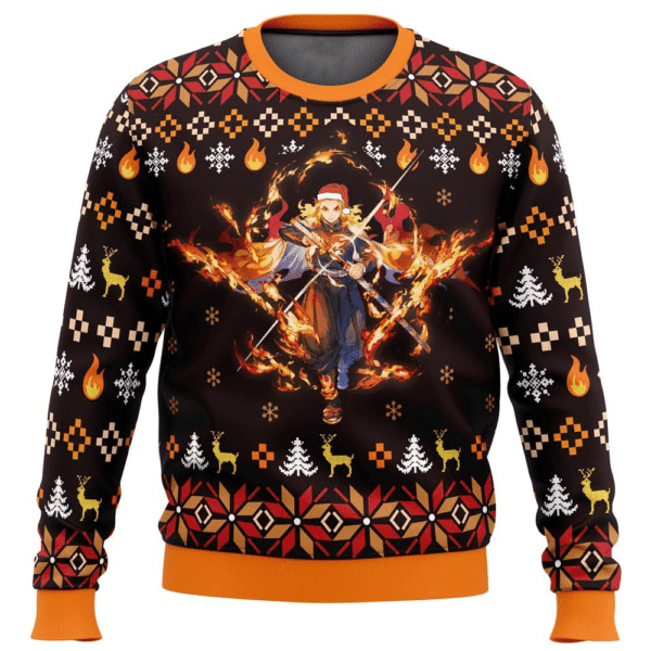 Anime Rengoku Kyoujurou Ugly Christmas Sweater - Festive & Fun Design - Image 7