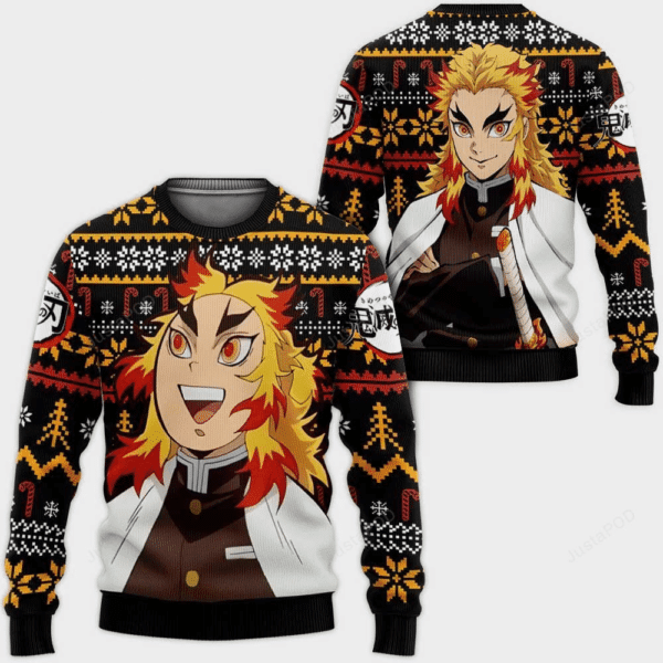 Anime Rengoku Kyoujurou Ugly Sweater - Funny Christmas Holiday Gift