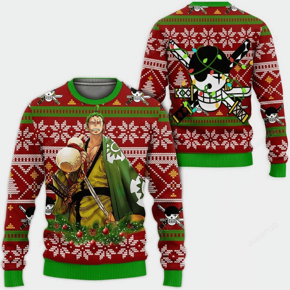 Anime Roronoa Zoro Ugly Christmas Sweater - Fun & Festive Design