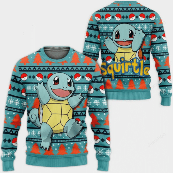 Anime Squirtle Ugly Sweater - Festive Pokemon Anime Gift for Fans