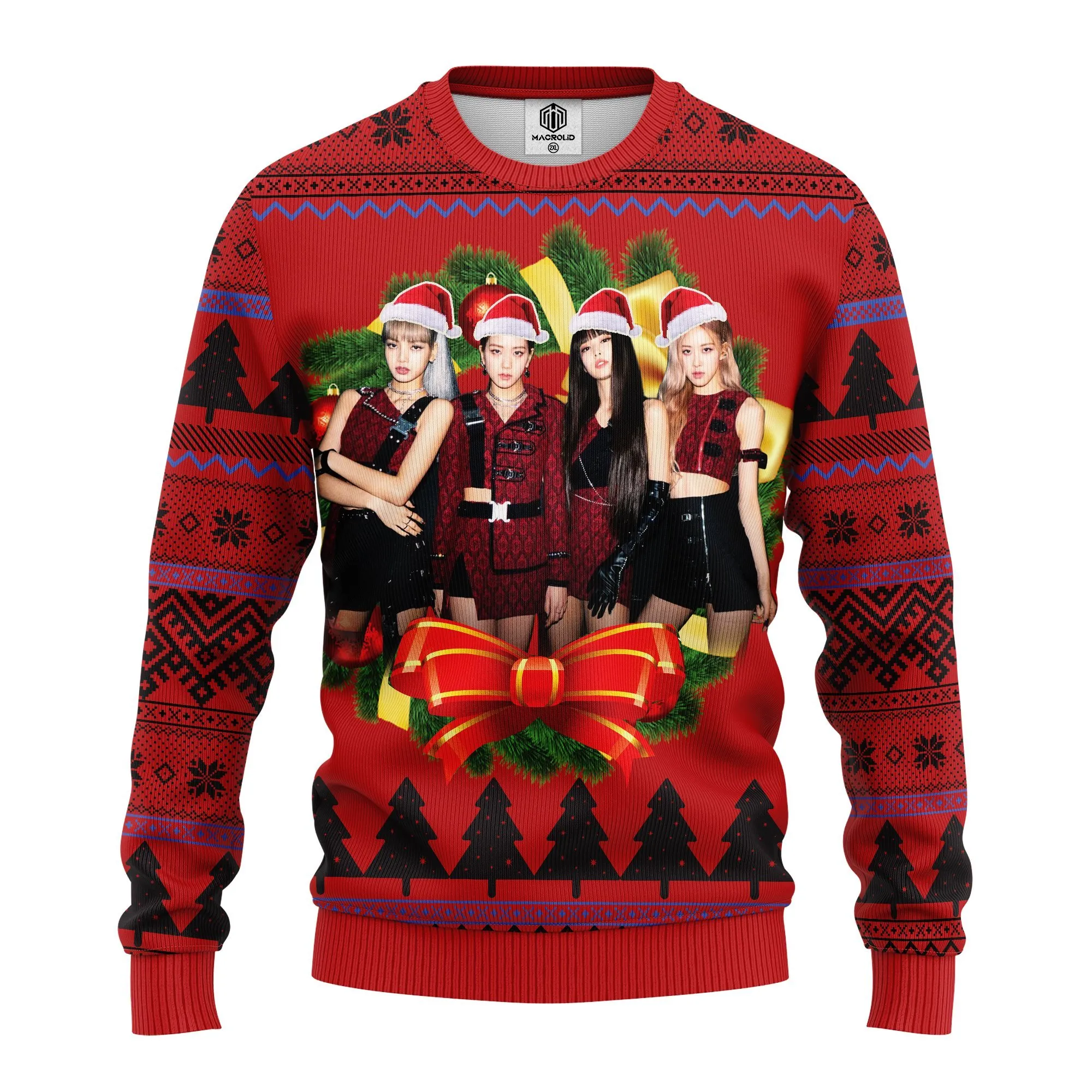 Black and Pink Music Band Ugly Christmas Sweater