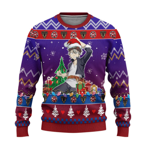 Black Anime Asta Ugly Christmas Sweater - Fun & Festive Gifts