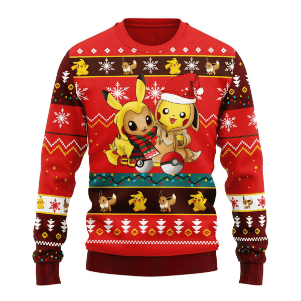 Festive Pikachu Ugly Christmas Sweater | Funny Holiday Sweatshirt - Image 4