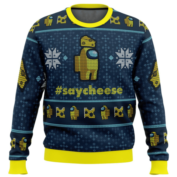 Funny Christmas Ugly Sweater Say Cheese Print 160 - Image 5