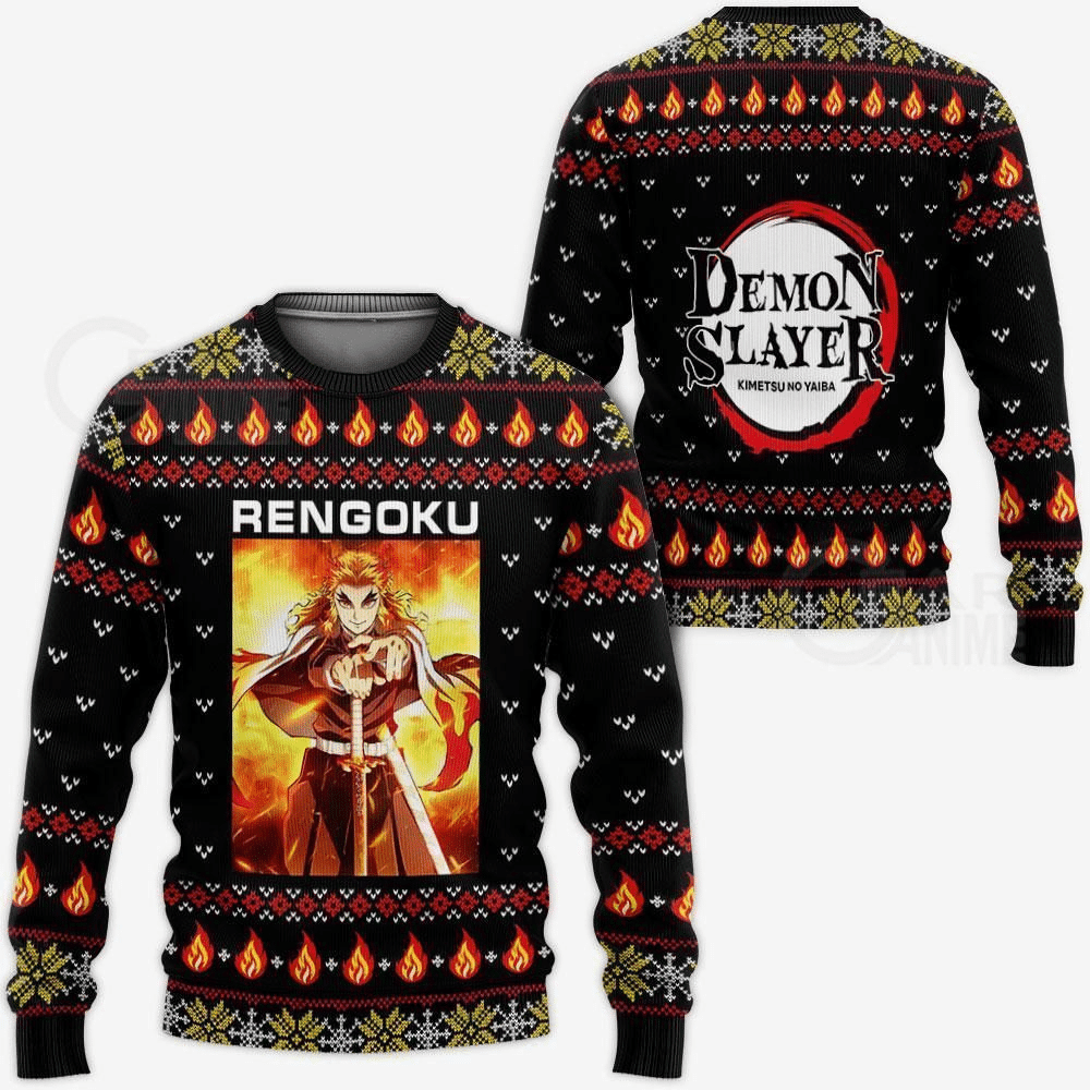 Rengoku Kyoujurou Ugly Christmas Sweater - Festive Demon Slayer Anime Gift - Image 9