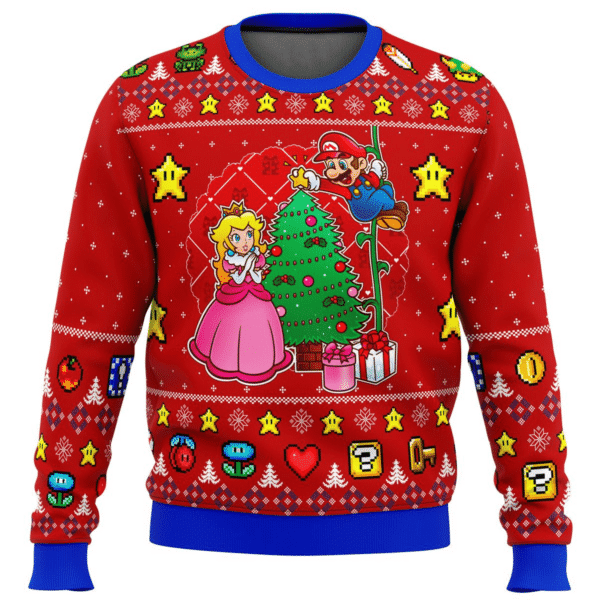 Ugly Christmas Sweater Holiday Cheer Gift for Super Mario Nintendo Fans