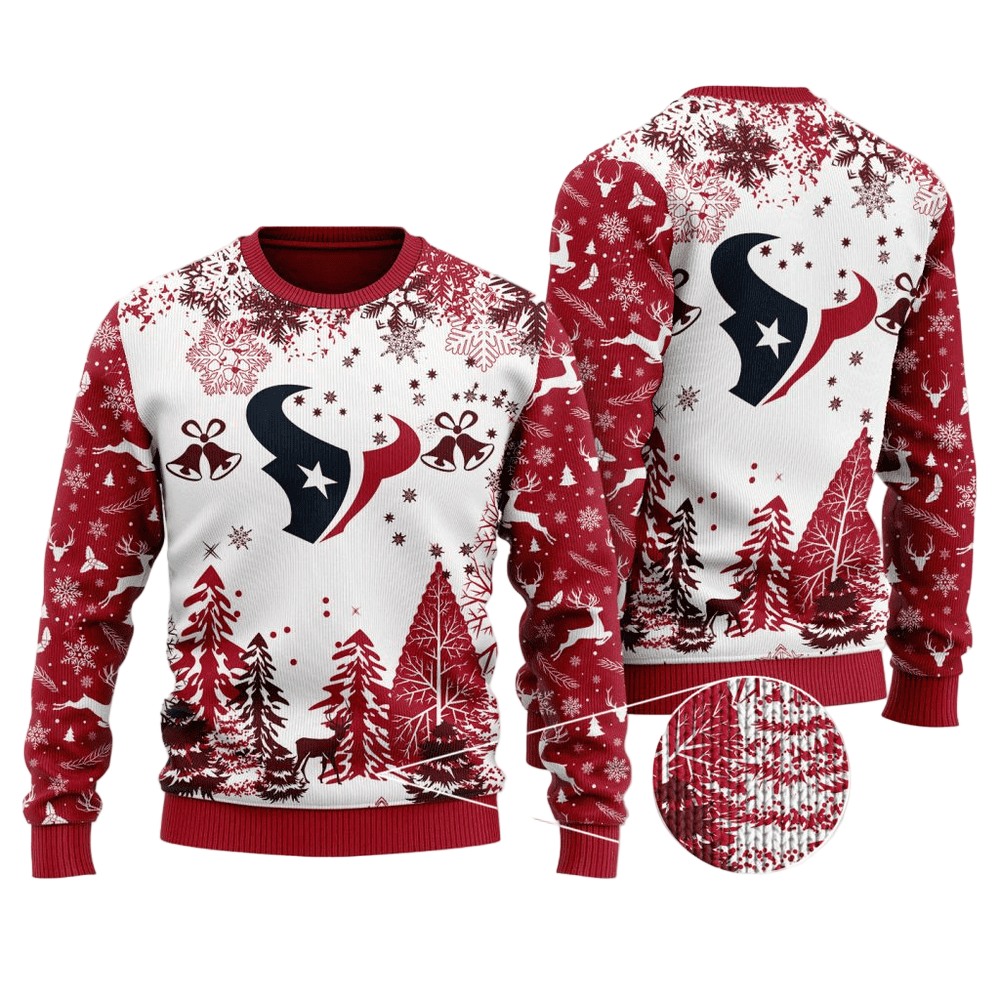 Ugly Christmas Sweater Houston-Texans Red and White Festive Design