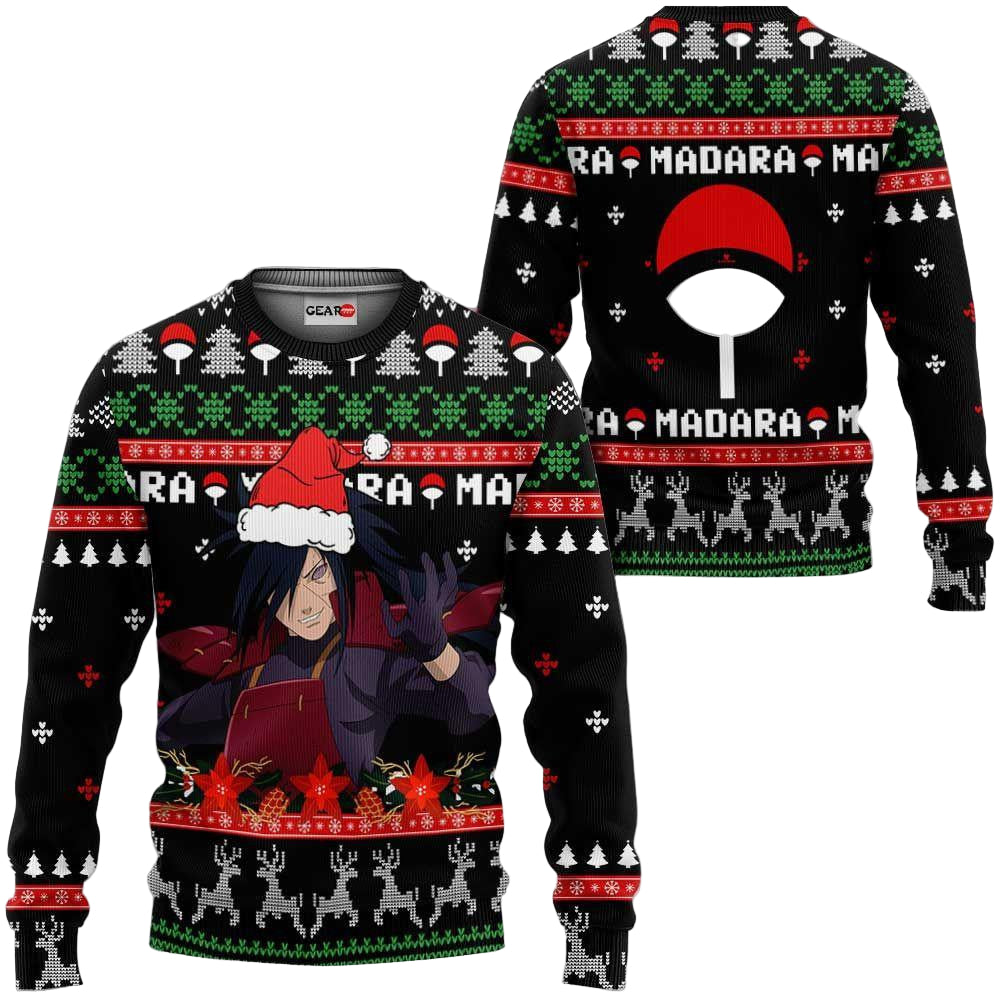 Ugly Christmas Sweater Naruto Anime Xmas Gift - Uchiha Madara Design