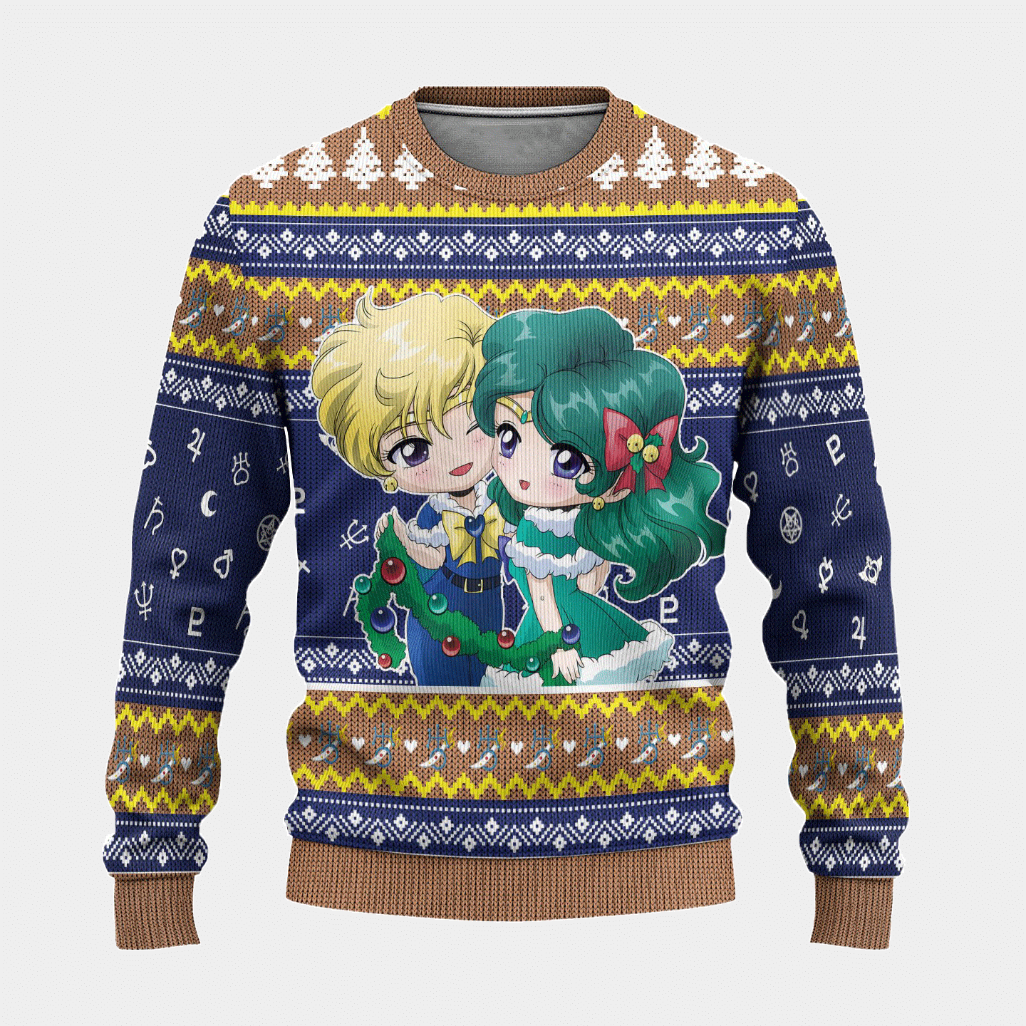 Ugly Christmas Sweater Sailor Uranus Print Festive Long Sleeve - Image 8