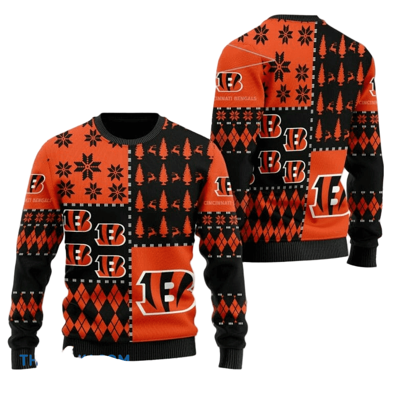 Ugly Holiday Sweater Who Dey Orange/Black Fun Christmas Design - Image 4
