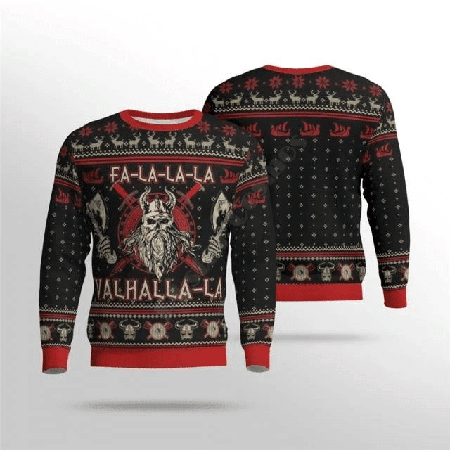 Viking Tattoo Zipper Hoodie - Festive Holiday Sweater