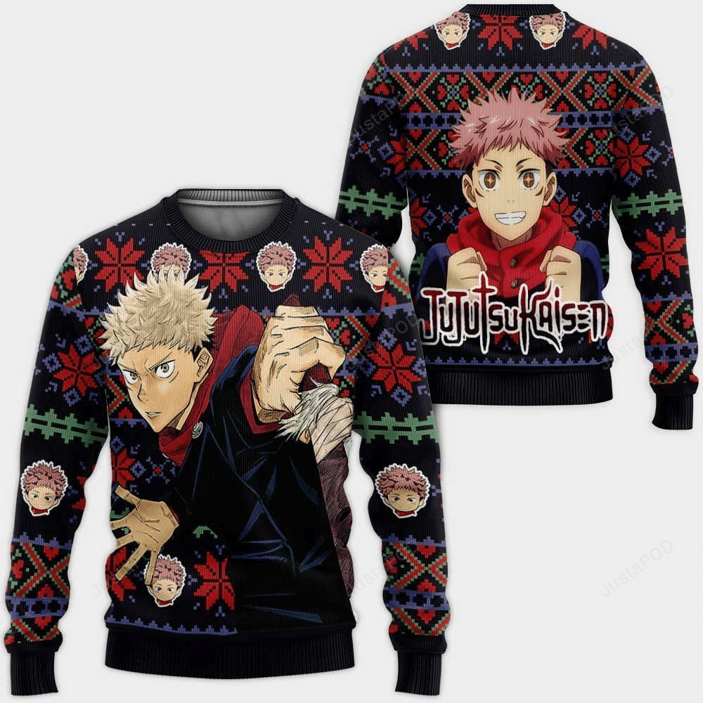 Yuji Itadori Anime Ugly Sweater - Fun & Festive Design - Image 3